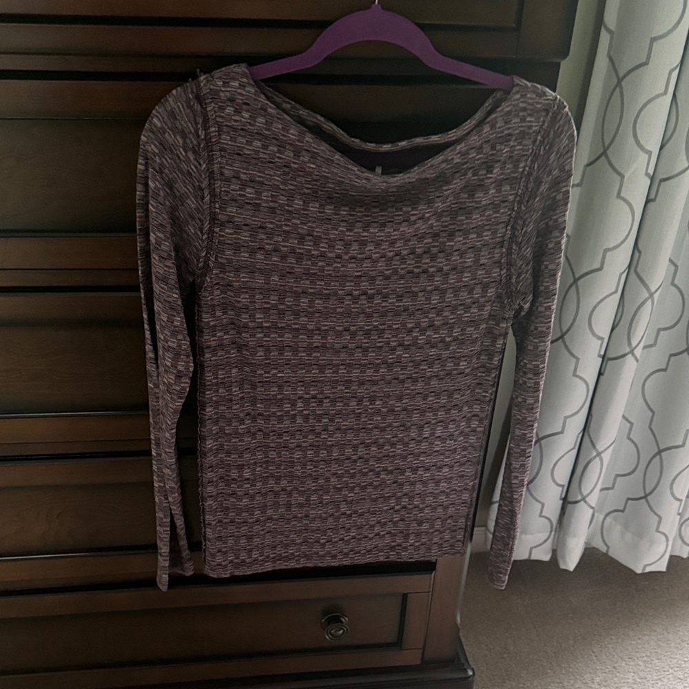 Free People Marled Purple Long Sleeve Top